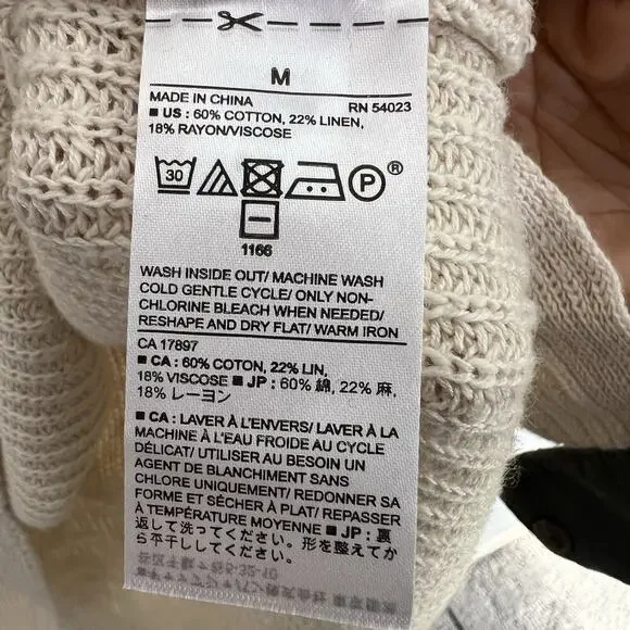 NWT Banana Republic Womens Cotton Linen Knit Ribbed Vest Sz M Cream Boho Casual - Picture 10 of 12